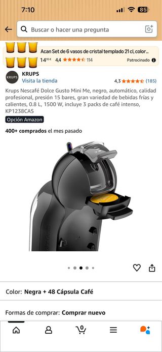Cafetera Krups Dolce Gusto Mini Me Negra