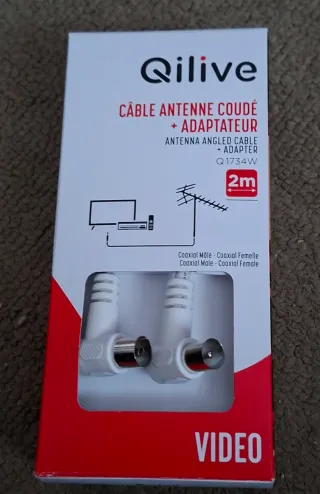 Cable Antena Qilive 2m Angulado Blanco