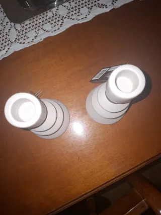 Candelabri in ceramica beige