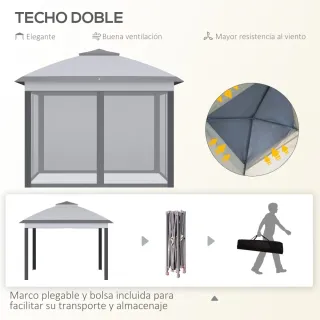 Carpa Plegable 3.3x3.3m Ajustable