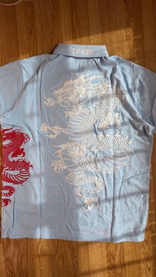 Supreme The Great China Wall Dragon Polo Blue de segunda mano por