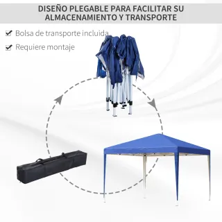 Carpa Gazebo Plegable 3x3m Ajustable