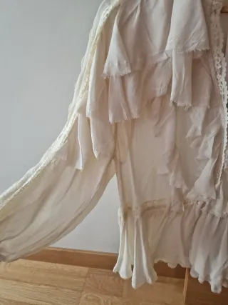 Blusa Zara Volantes Encaje Talla M