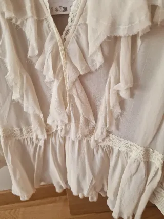 Blusa Zara Volantes Encaje Talla M