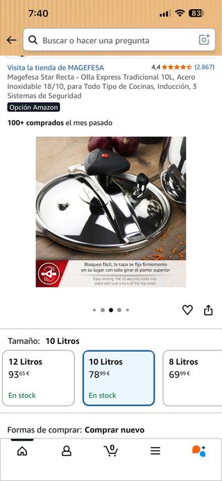 Olla Express Magefesa Inoxtar 10L