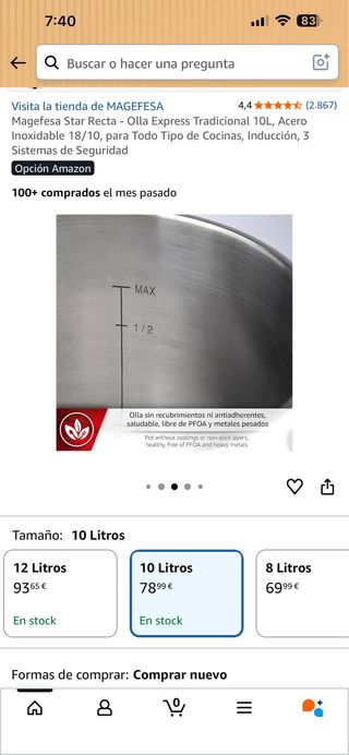 Olla Express Magefesa Inoxtar 10L