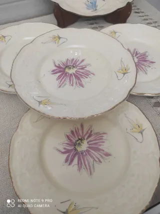 Servizio dolce vintage fiori rosa e blu