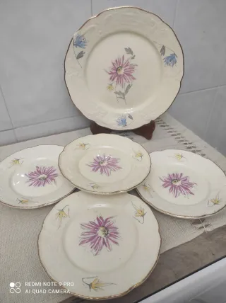 Servizio dolce vintage fiori rosa e blu