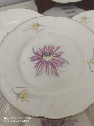 Servizio dolce vintage fiori rosa e blu