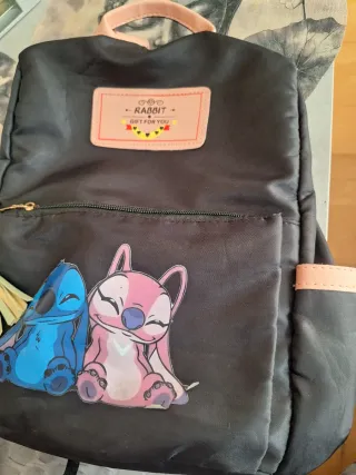 Mochila Stitch Antirrobo Negra y Rosa