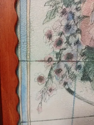 Cuadro Grande Vintage Floral Marco Madera
