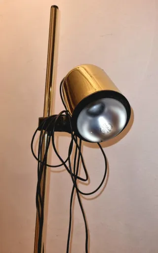 Lámpara de pie vintage dorada 2 focos
