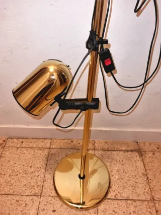 Lámpara de pie vintage dorada 2 focos