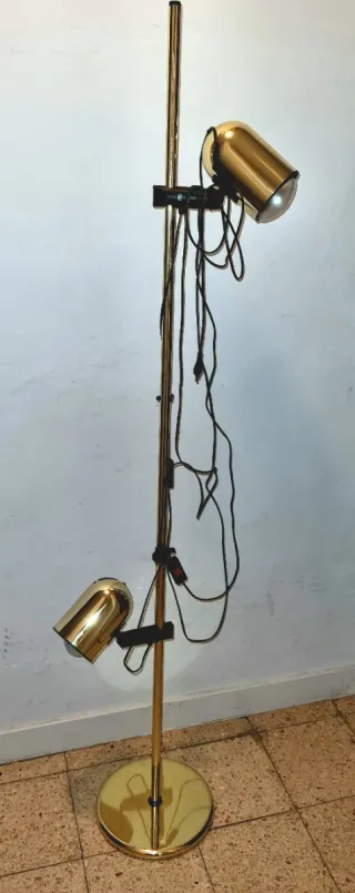 Lámpara de pie vintage dorada 2 focos