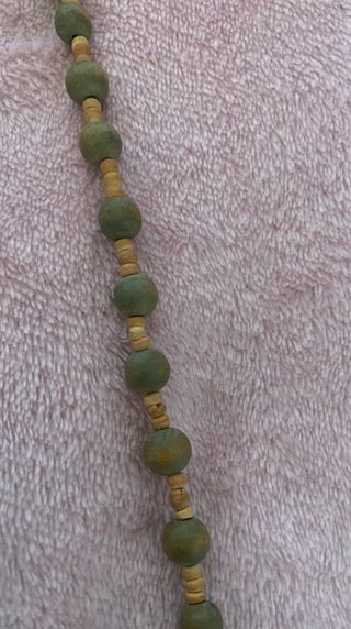 Collar vintage cuentas verdes y madera boho