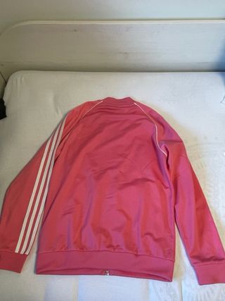 Chaqueta Adidas Rosa con Rayas Blancas
