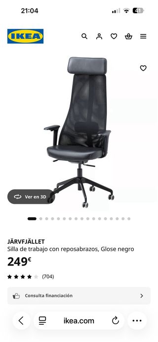 Silla de oficina Ikea JÄRVFÄLLET Negra