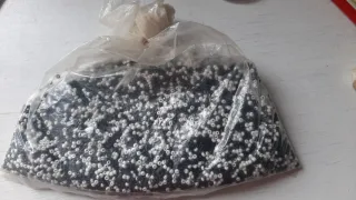 Missangas pretas e brancas