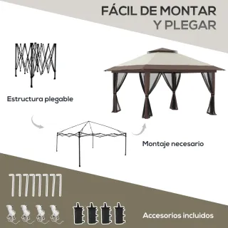 Carpa Plegable Ajustable Beige y Marrón