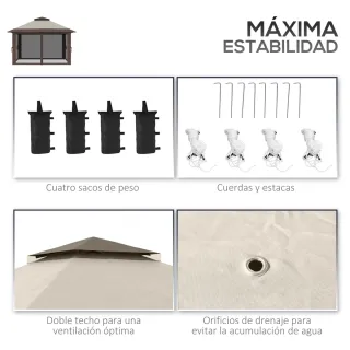 Carpa Plegable Ajustable Beige y Marrón
