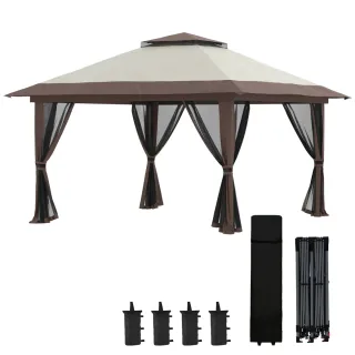 Carpa Plegable Ajustable Beige y Marrón