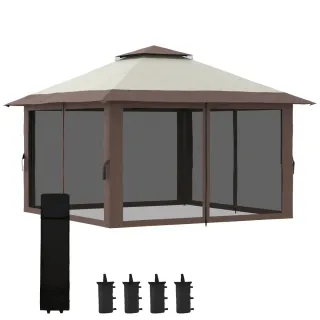 Carpa Plegable Ajustable Beige y Marrón