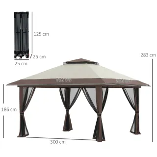 Carpa Plegable Ajustable Beige y Marrón