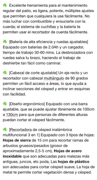 Desbrozadora inalámbrica cortacésped. PRECINTADA