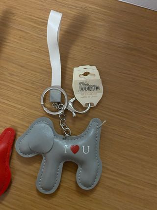 Colgante bolso llavero perro gris