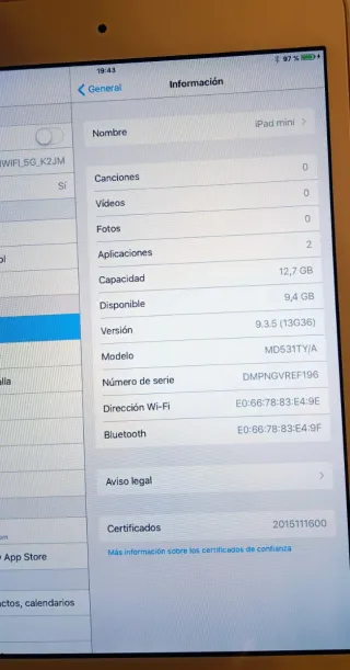 iPad Mini 16GB Blanca + Caja Original