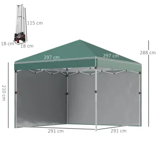 Carpa Plegable 3x3m con 2 Paredes Laterales