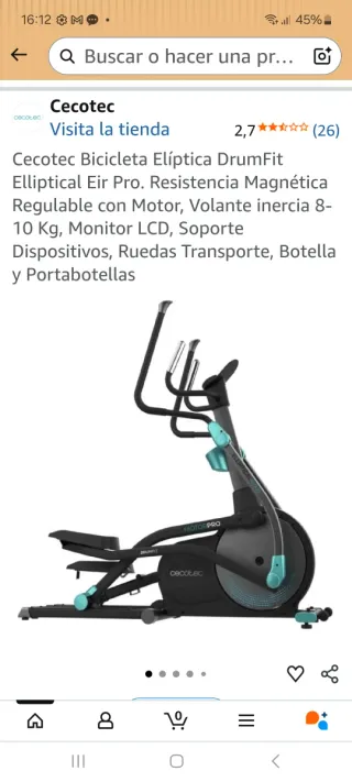 Bicicleta Elíptica Cecotec Motorpro Casi Nueva