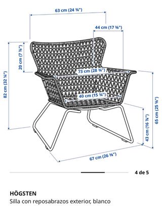 Conjunto de 6 Sillas de Exterior Blancas