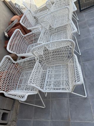 Conjunto de 6 Sillas de Exterior Blancas