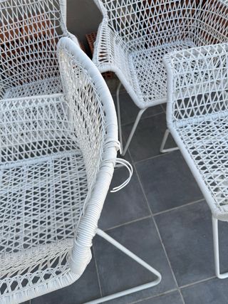 Conjunto de 6 Sillas de Exterior Blancas
