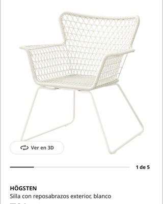 Conjunto de 6 Sillas de Exterior Blancas