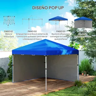Carpa Plegable 3x3m con 2 Paredes