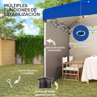 Carpa Plegable 3x3m con 2 Paredes