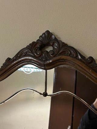 Mueble Tocador antiguo madera y espejo biselado