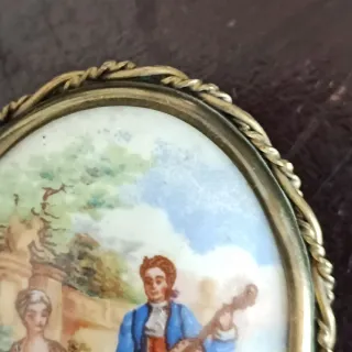 Antiguo Broche Limoges Porcelana