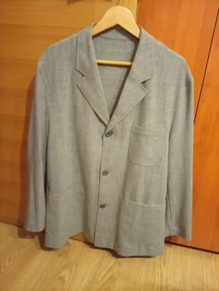 Americana Verano Hombre Talla 46 Gris Sin Forro