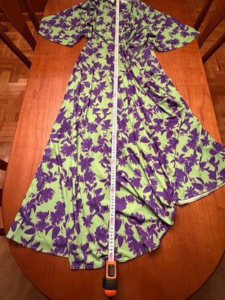 Vestido Largo Estampado Floral Verde y Morado