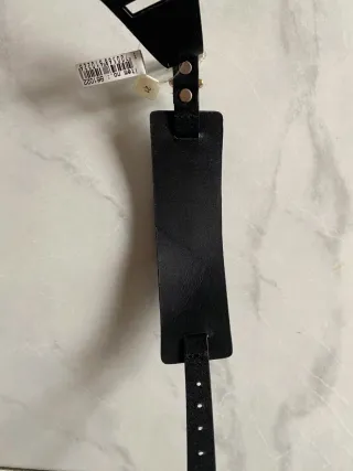 Bracciale Pilgrim Pelle Nera con Teschi Argento