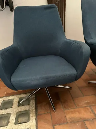 Pareja Sillones Tela Azul Muebles La Fábrica