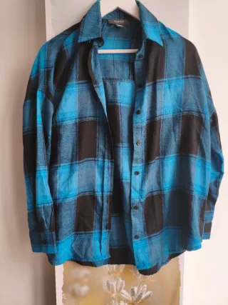Camisa cuadros azul y negra Primark
