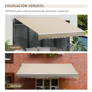 Toldo Balcón 350x250cm Manivela Metal Beige