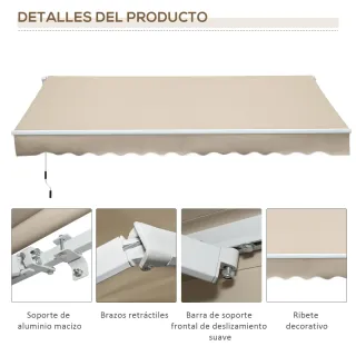 Toldo Balcón 350x250cm Manivela Metal Beige