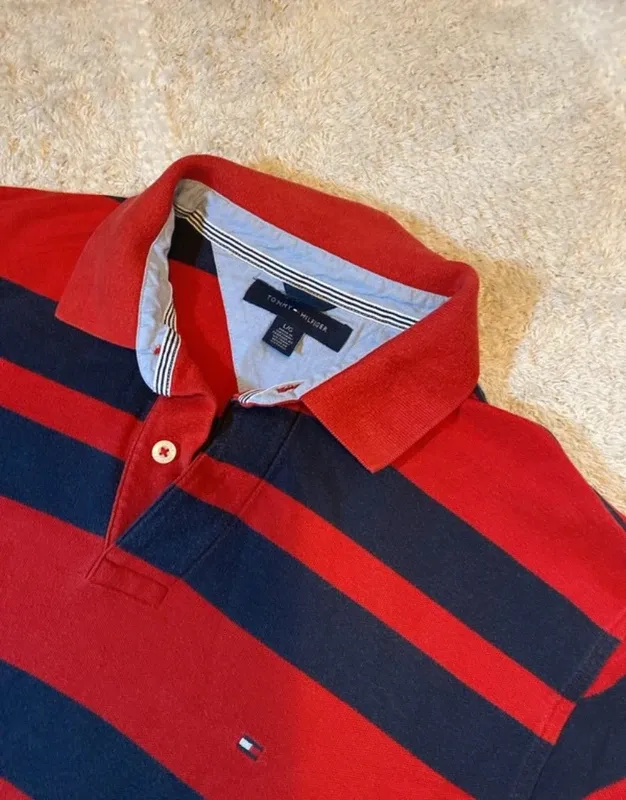 Polo Tommy Hilfiger Rayas Rojo y Azul