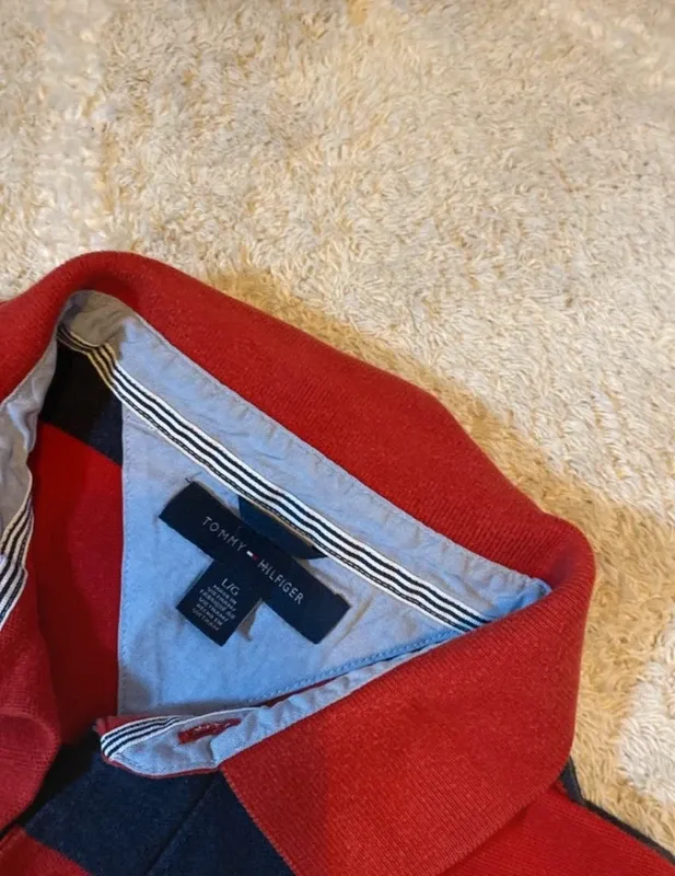 Polo Tommy Hilfiger Rayas Rojo y Azul