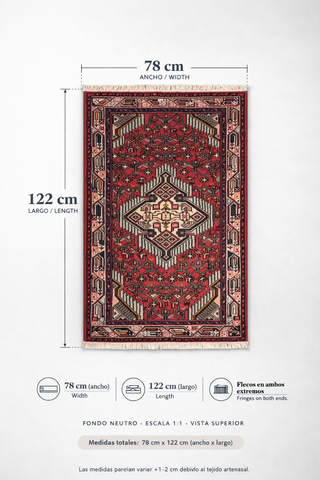 Alfombra de lana 122x78 cm | Hecha a mano |